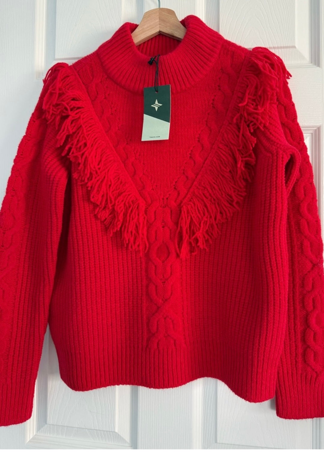 Tuckernuck Red Caswell Wool Blend Cable Knit Sweater-Size XS