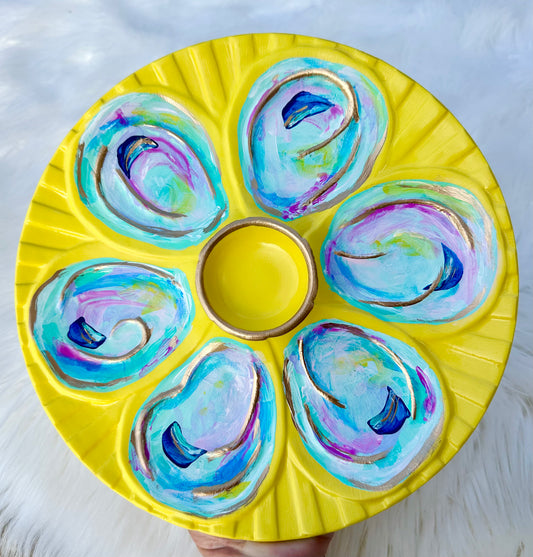 “Tequila Shellrise” Hand-Painted Gilded Oyster Plate