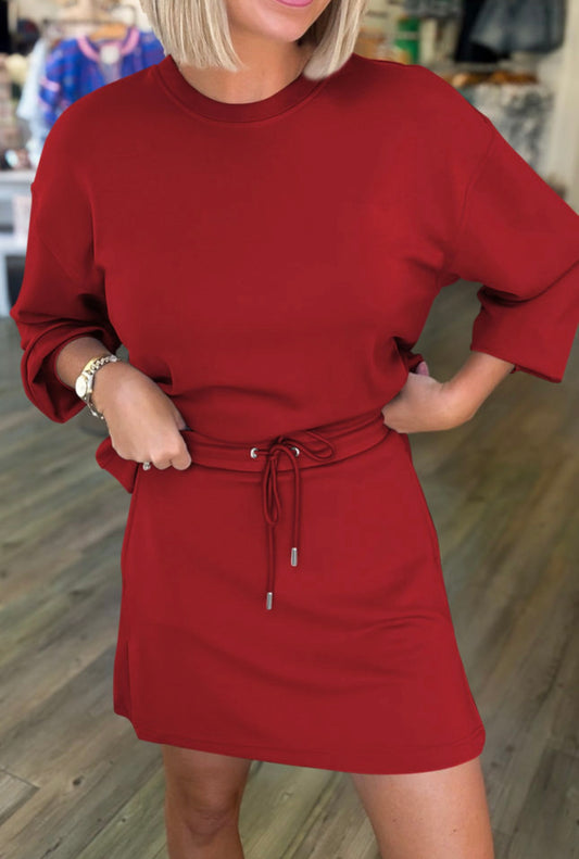 Red Pullover/Skirt Set