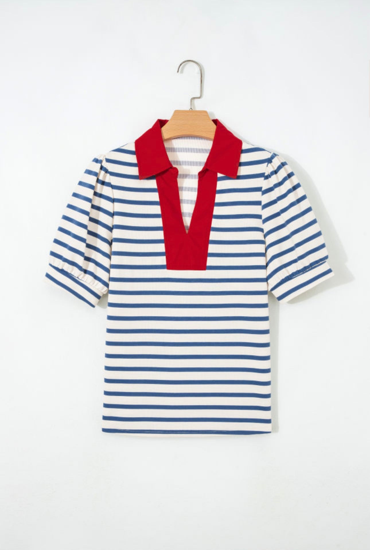 Blue Stripe Collared Top