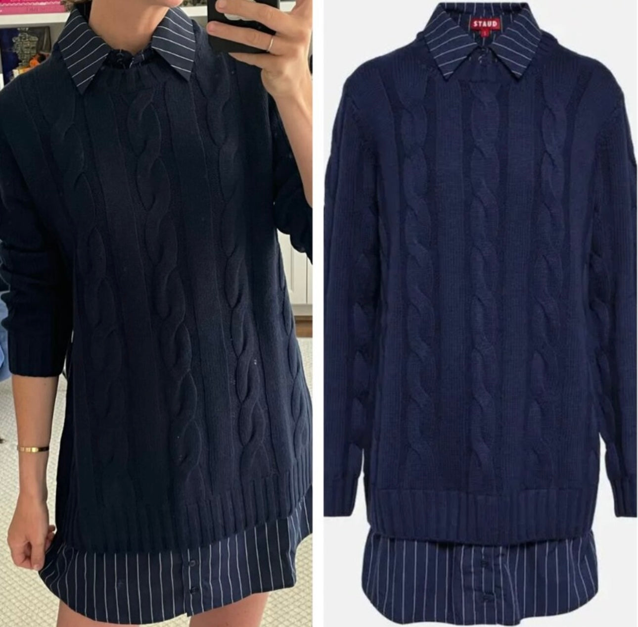 Tuckernuck Staud Aldrin Sweater Shirt Dress-Size Small