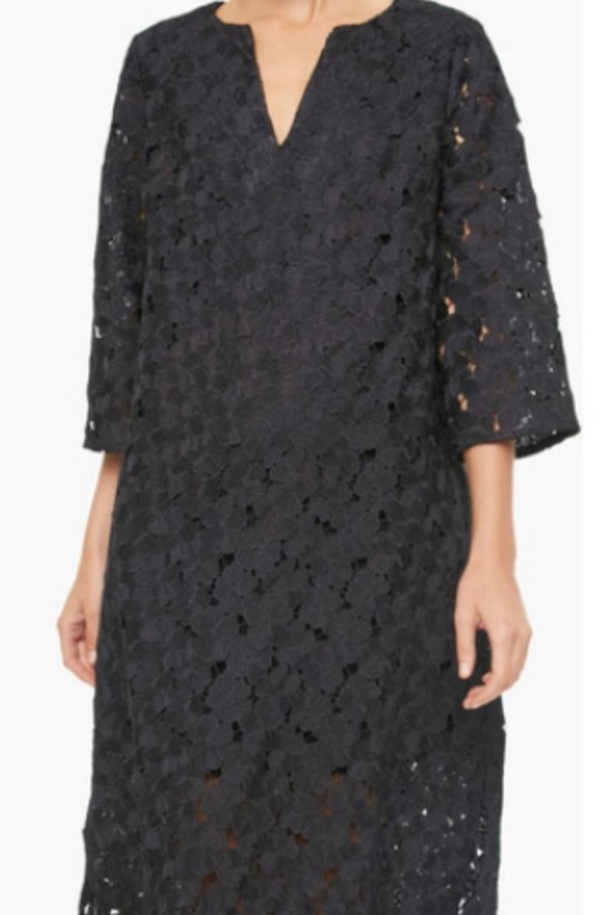 Tuckernuck Jamie Black Lace Eyelet Midi Kaftan Dress-Size Small
