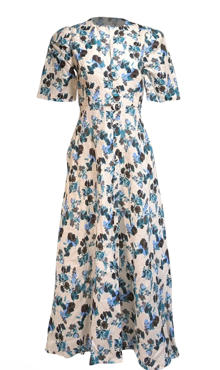 Tuckernuck Budding Bluebell Hadley Collared Floral Shirt Maci Dress-Size Medium