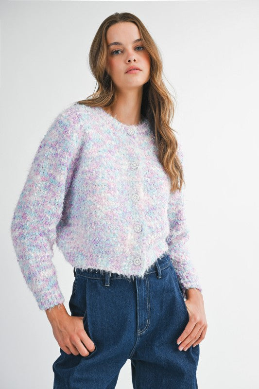 Pastel Pearl Button Cardigan Sweater