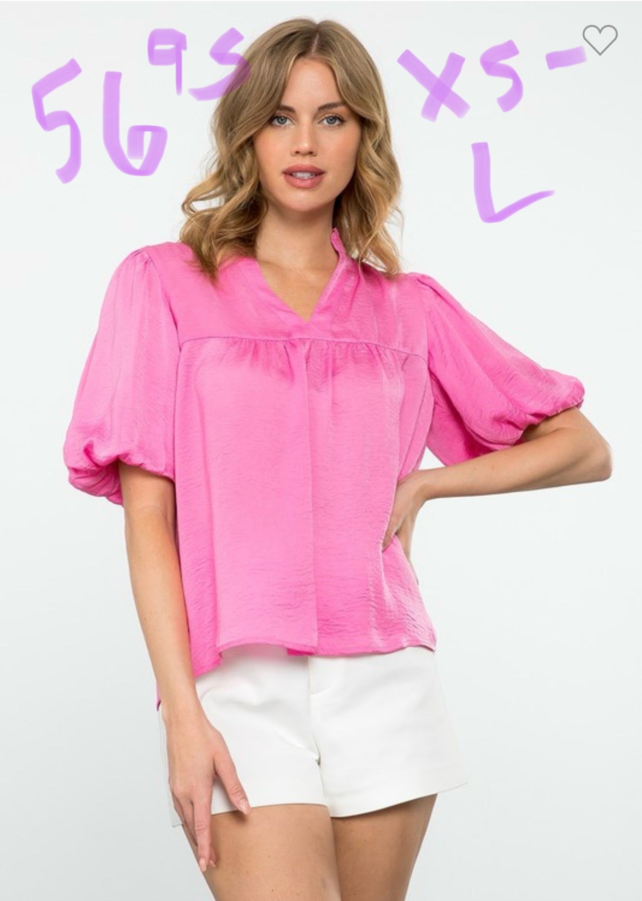 Silky Pink Puff Sleeve THML Top