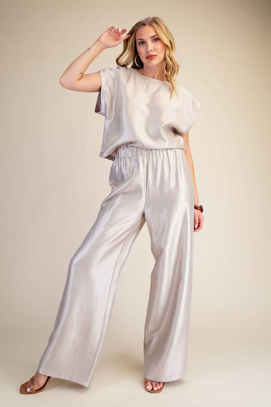 Champagne High Waist Wide Pants Set