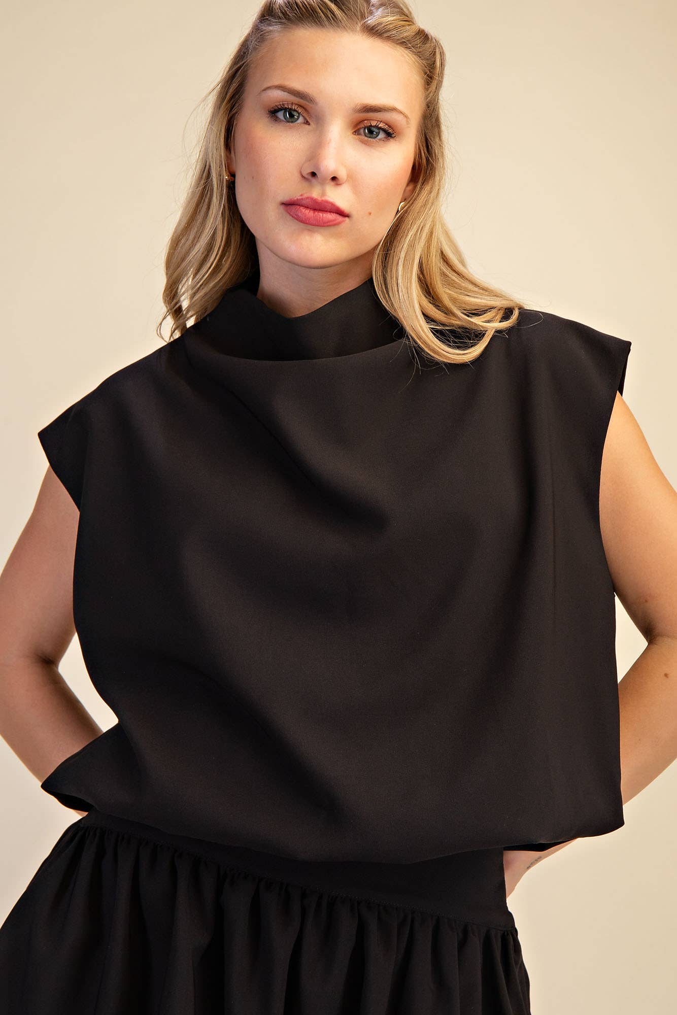 Mock Neck Balloon Top