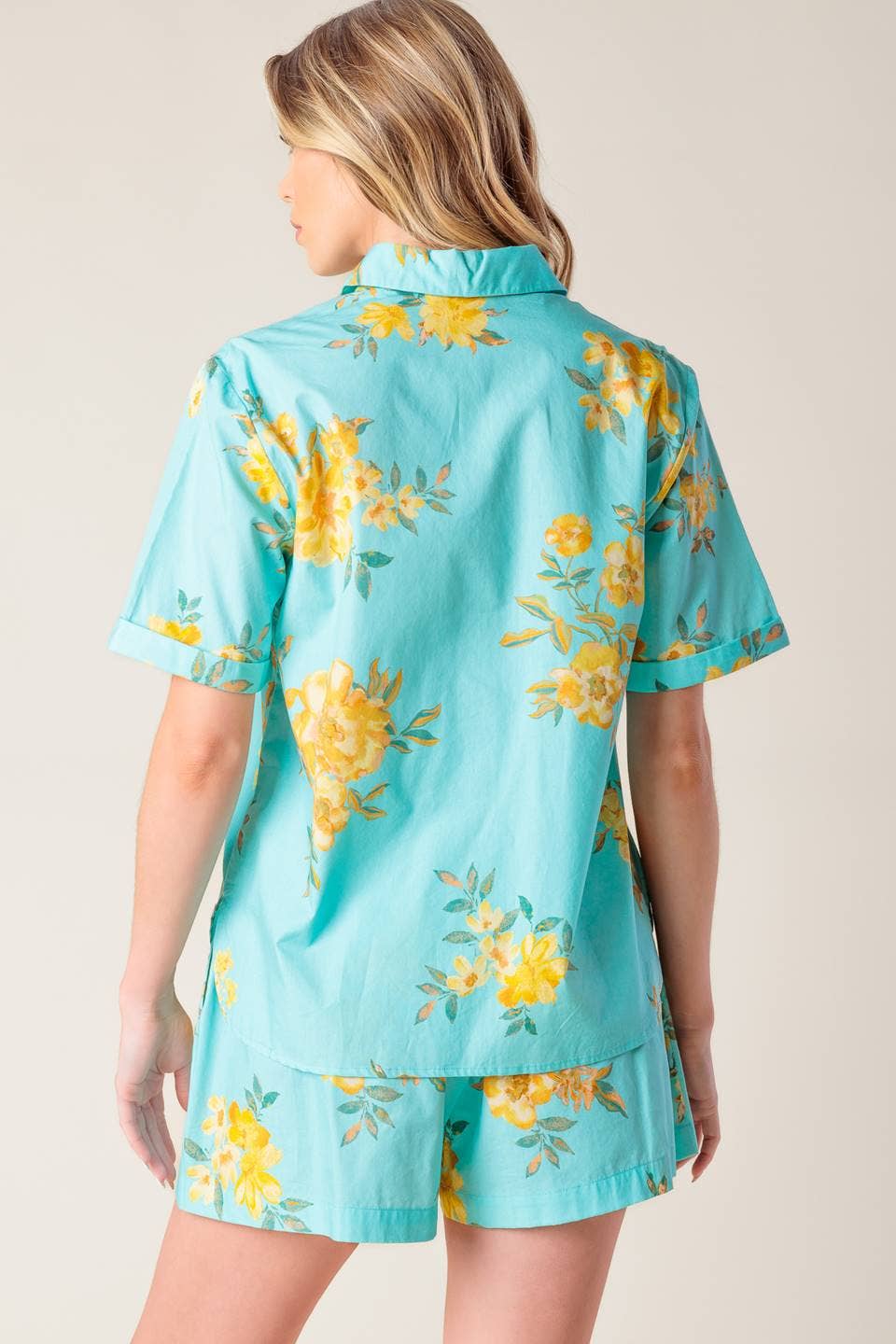 Aqua Floral Short Set