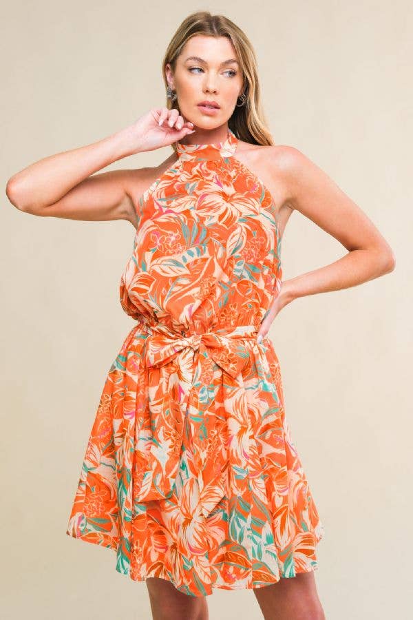 Floral Printed Halter Woven Dress