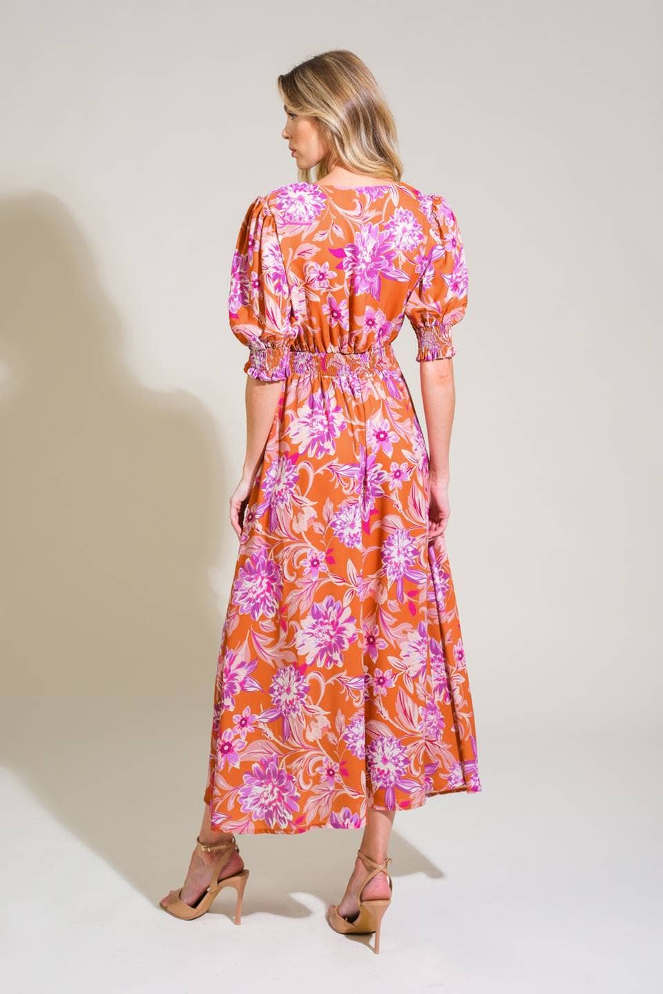 Floral Printed Cut Out Midi Dress