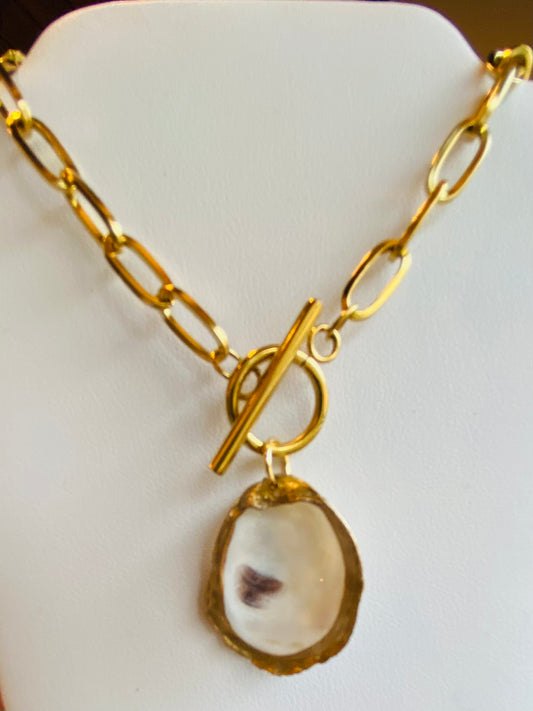 Short Gold Necklace with Toggle