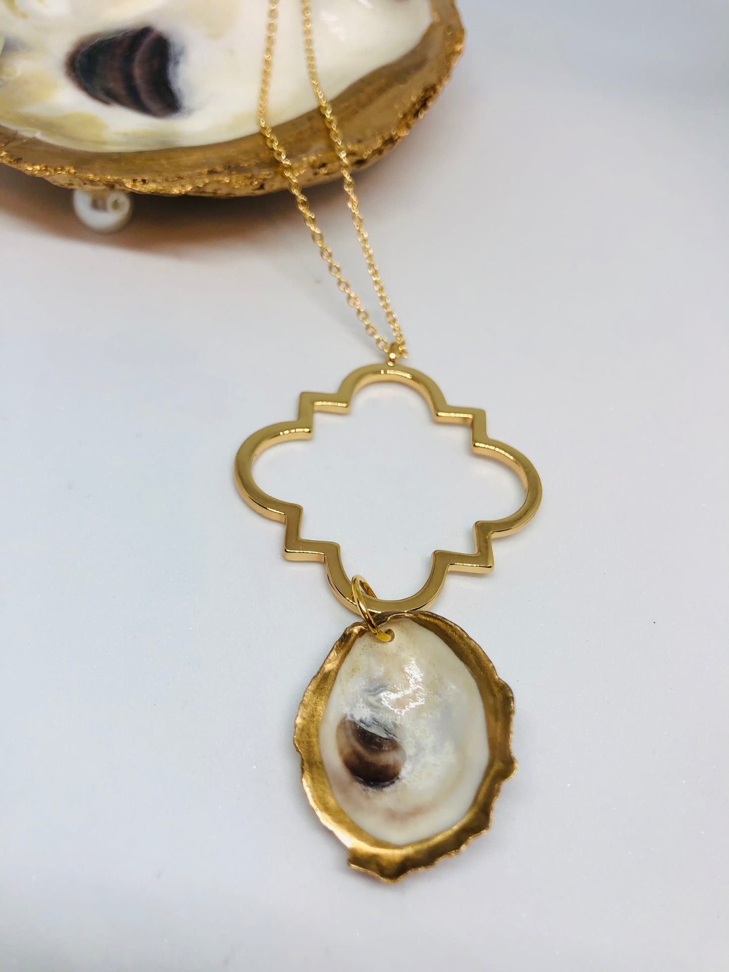 Long Square Quatrefoil Necklace