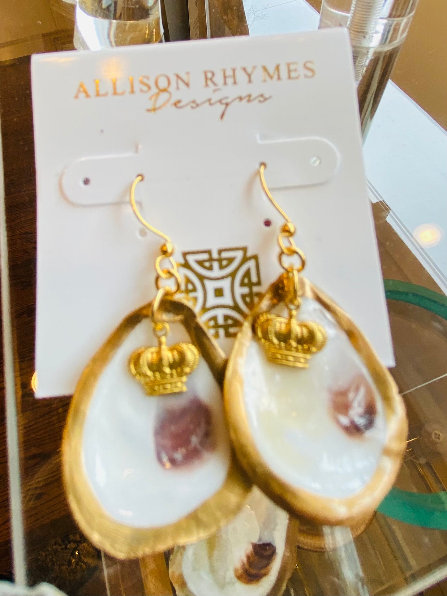 Gold Oyster Drop Earrings